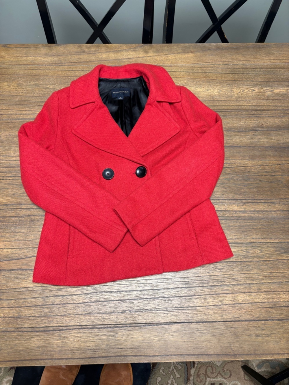 Banana Republic Red Double-Breasted Peacoat - Picture 4 of 7